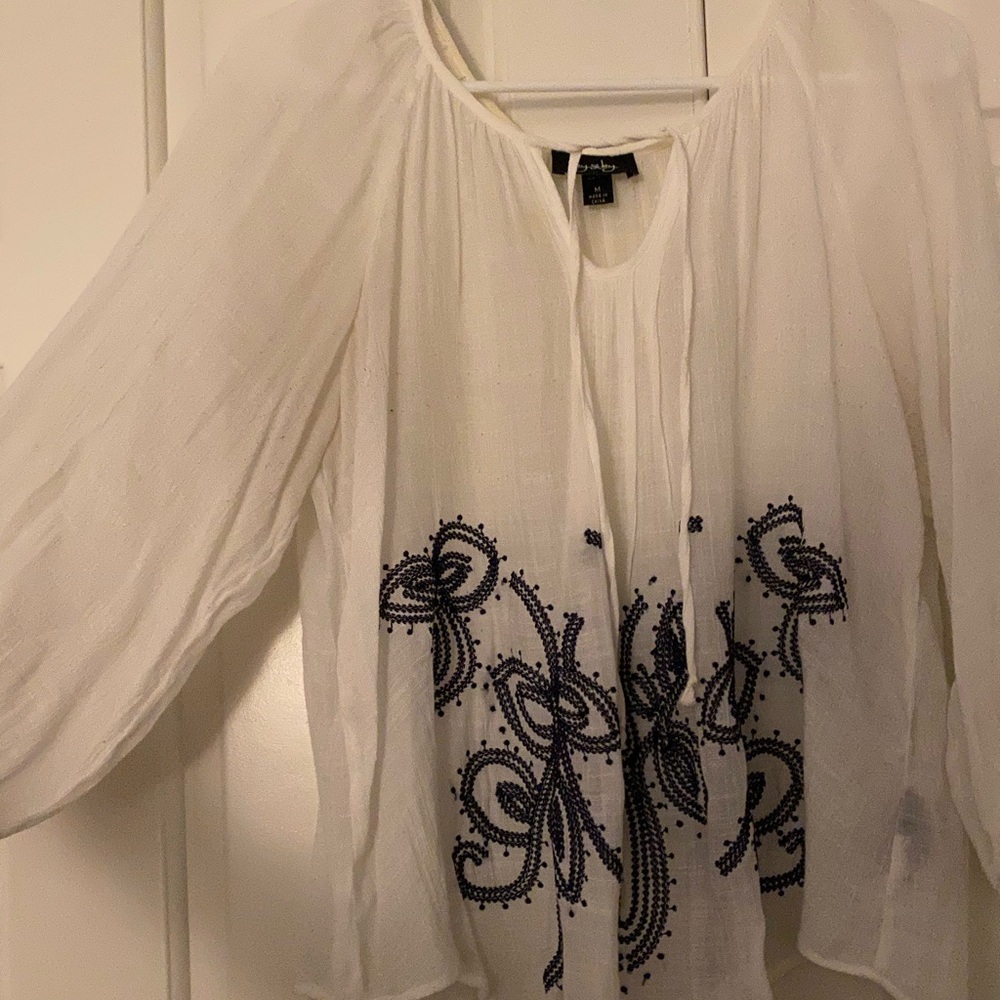 Sheer White Top with Pattern